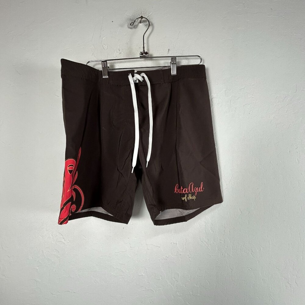 Costa Azul Surf Shop Womens Swim Trunks Bottoms/Shorts Size 14 Brown Tie-Waist